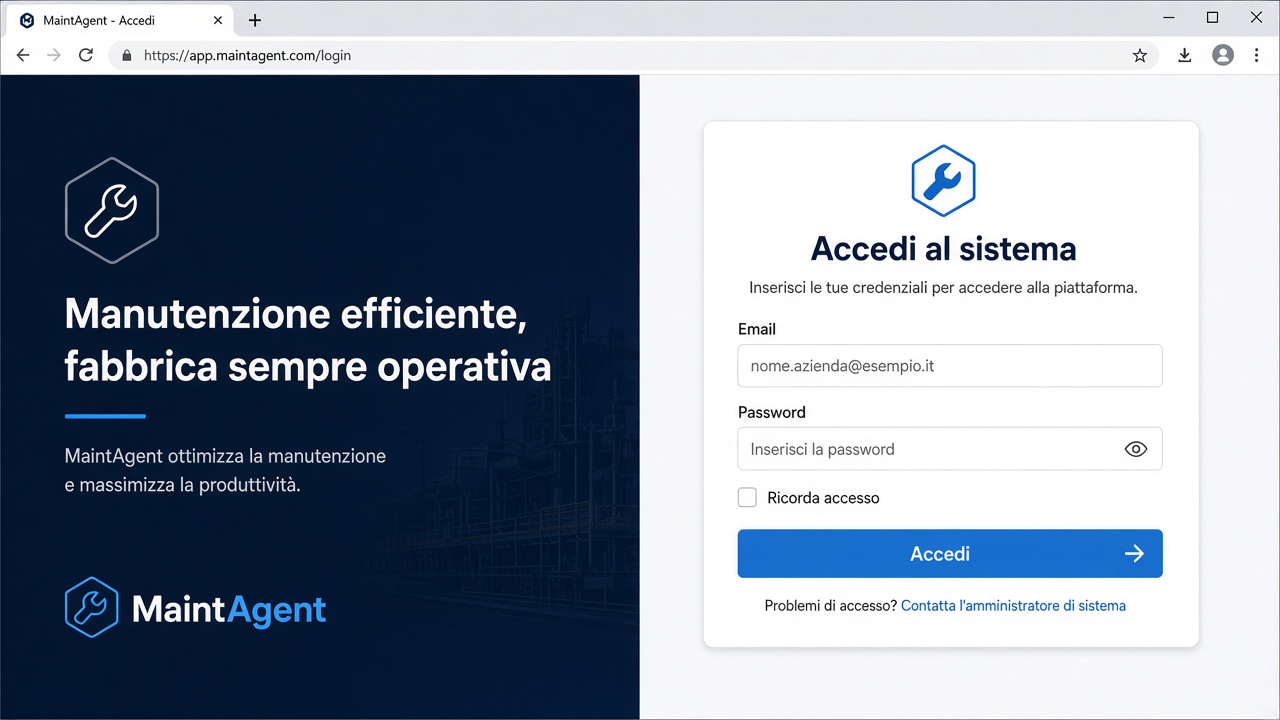 Schermata di accesso a MaintAgent